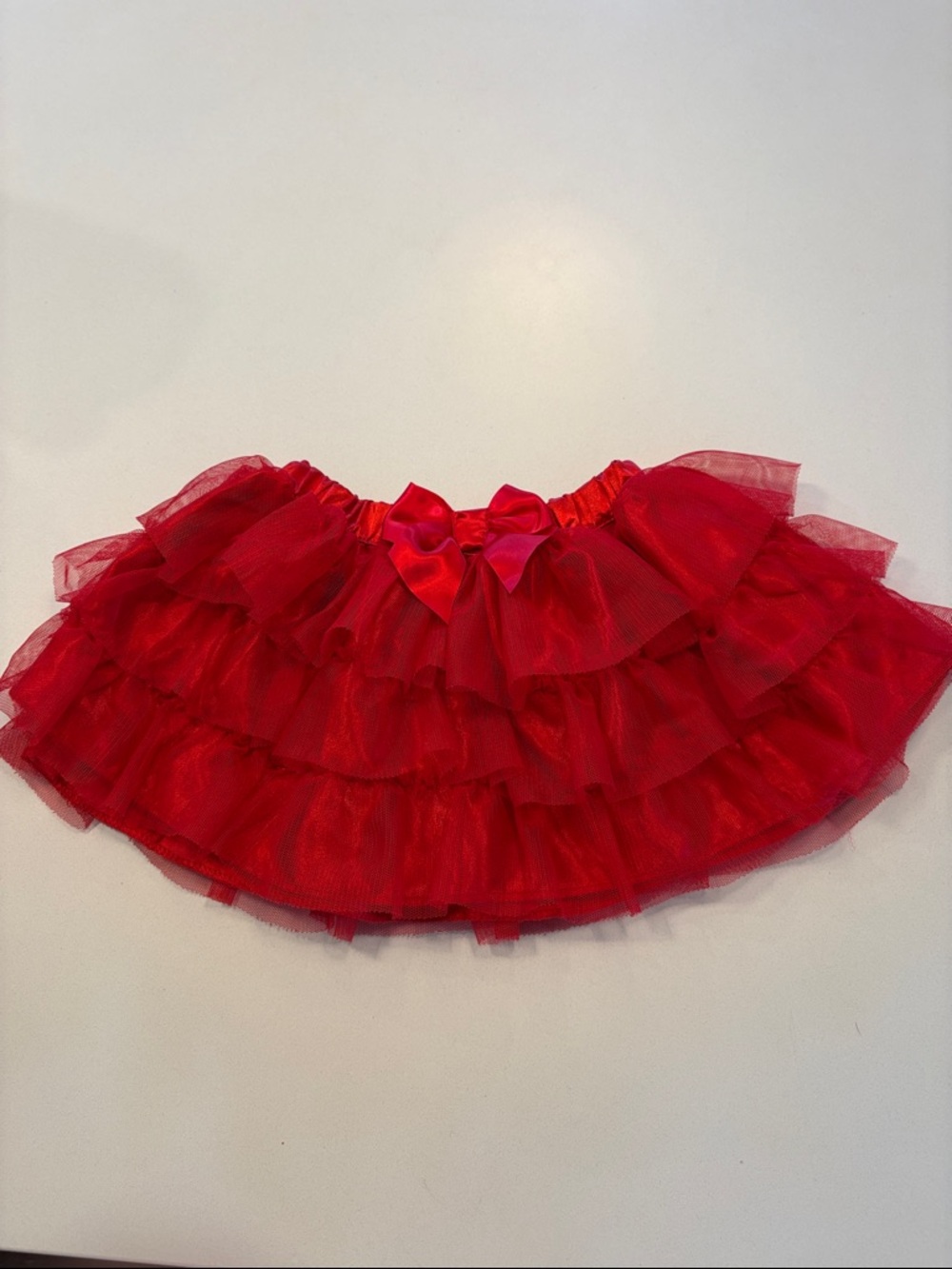 Red Ruffled Tulle Baby Skirt with Bow